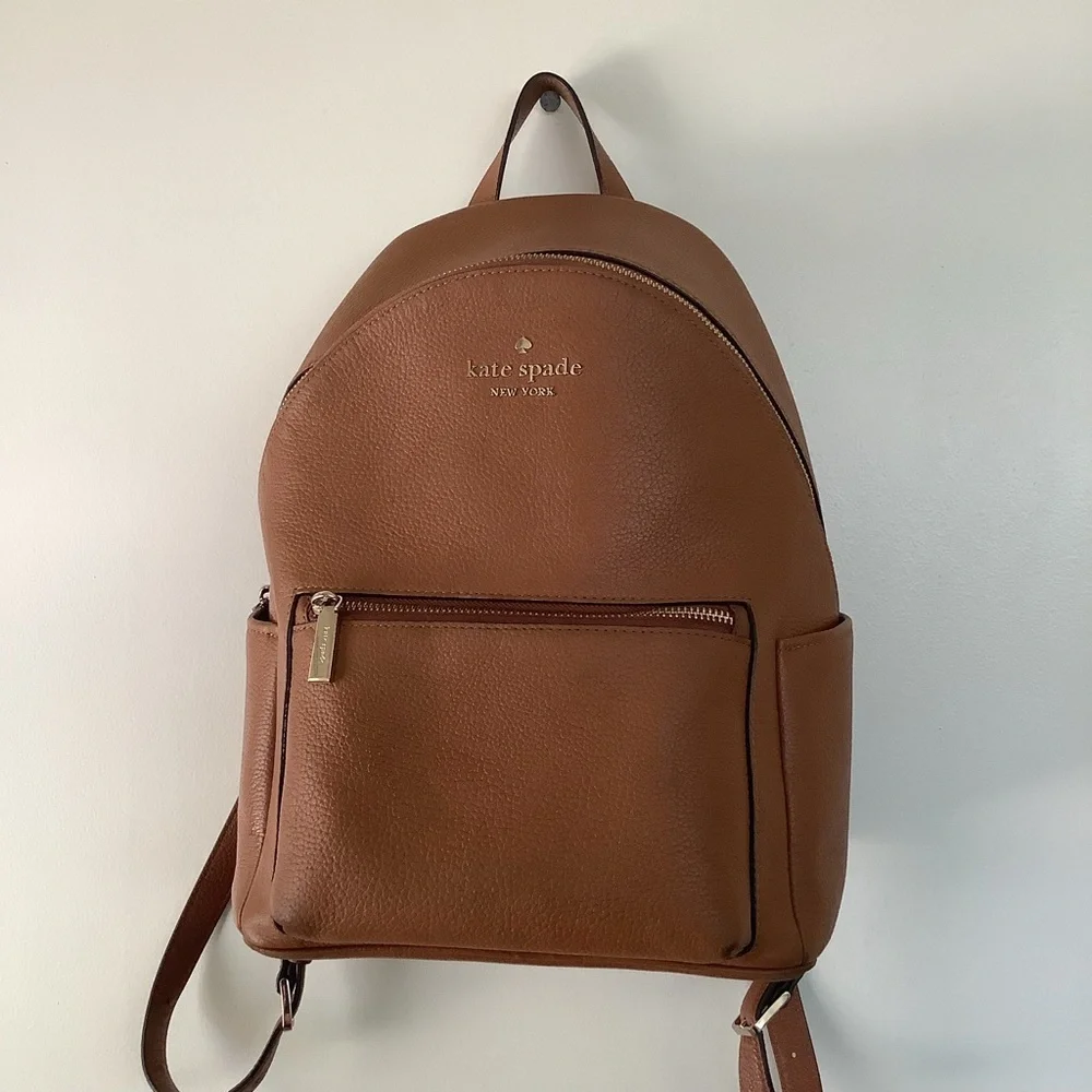 Kate Spade Leila Pebbled Leather Medium Dome Backpack Warm Gingerbread K8155